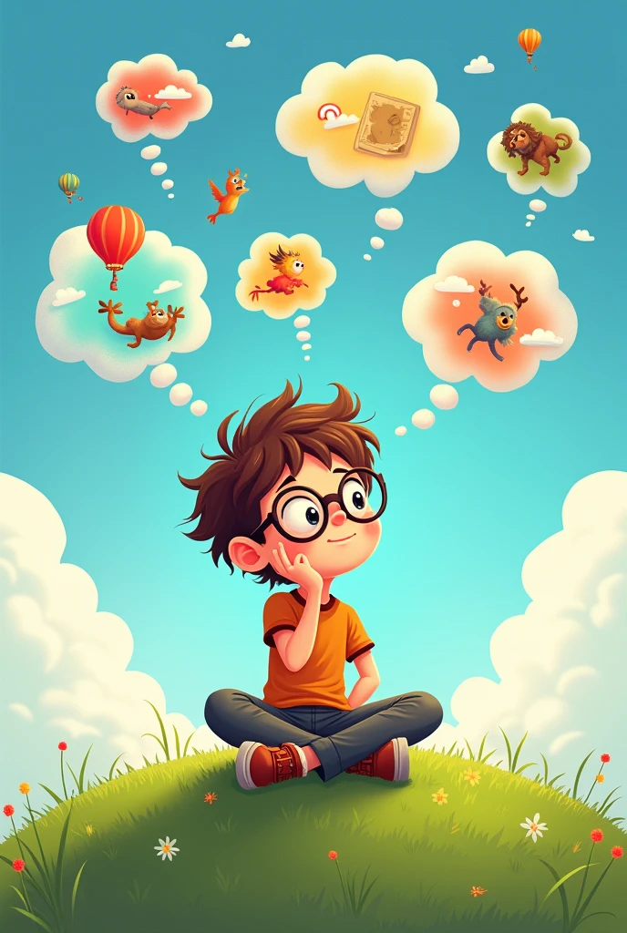 cartoon boy thinking
