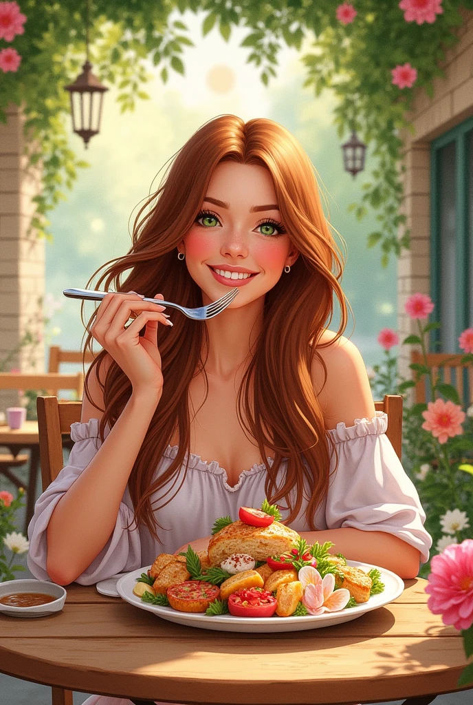 woman enjoys food