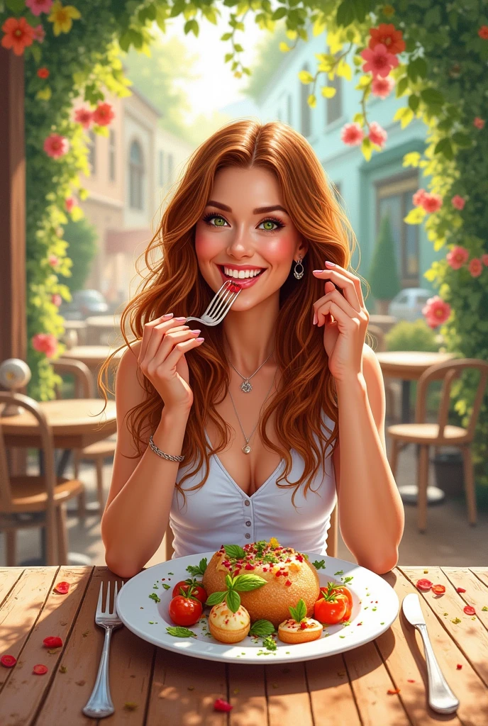 woman enjoys food
