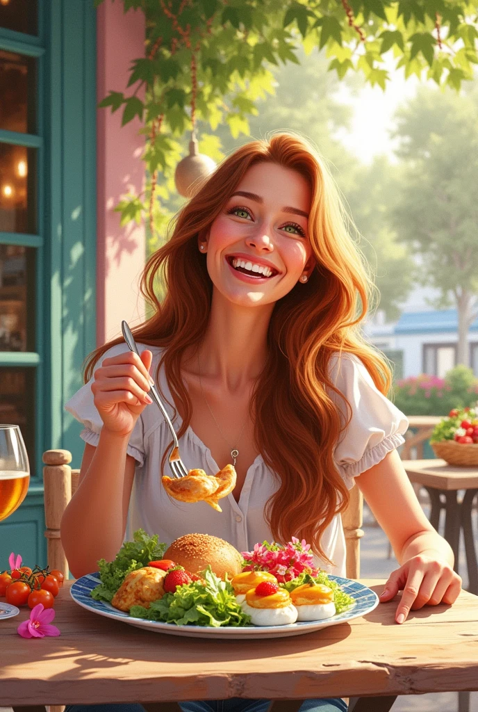 woman enjoys food