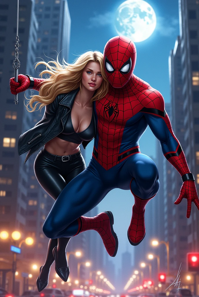 create illustration of amazing spider man and Gwen Stacy for me to create digital illustration using autodesk sketchbook