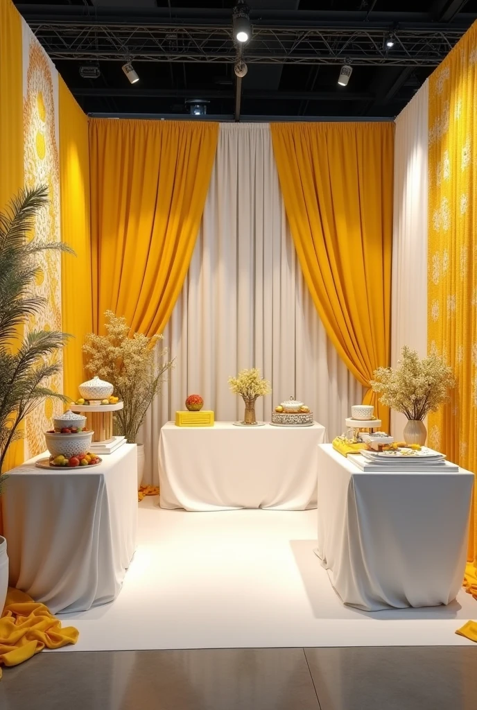 Malay yellow and white decoration for simple exhibition stand