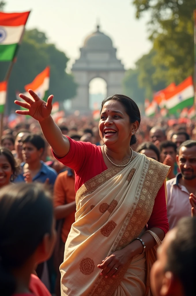 Mamta Banerjee with mob realistic photo 