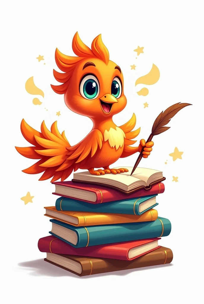 phoenix , Cute cartoons , Writing a book, white background, Photo size 4×4