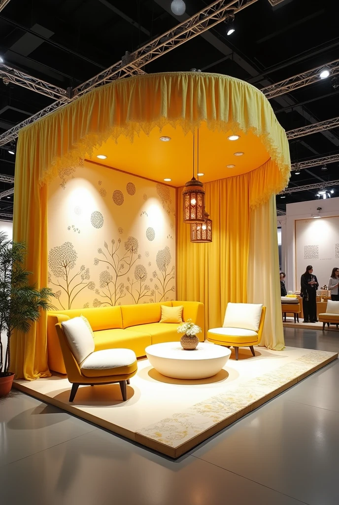 Malay yellow and white decoration for simple exhibition stand