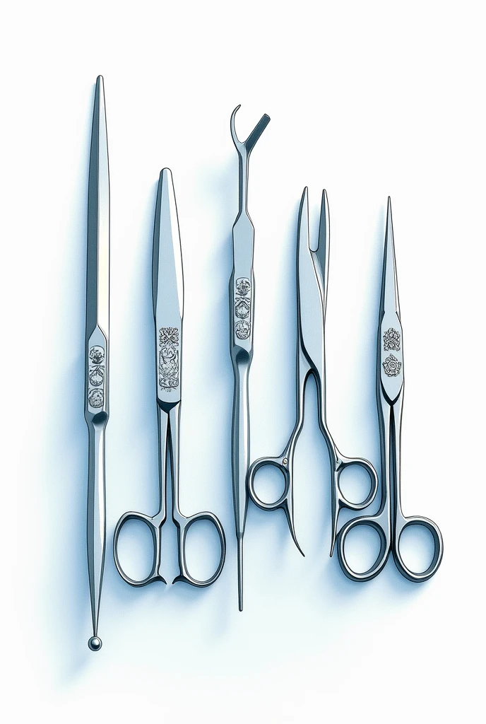 Scalpel
Iris Scissor
Metzenbaum
Mayo (Surgical Scissor)
Rongeur

Easy sketch of these 