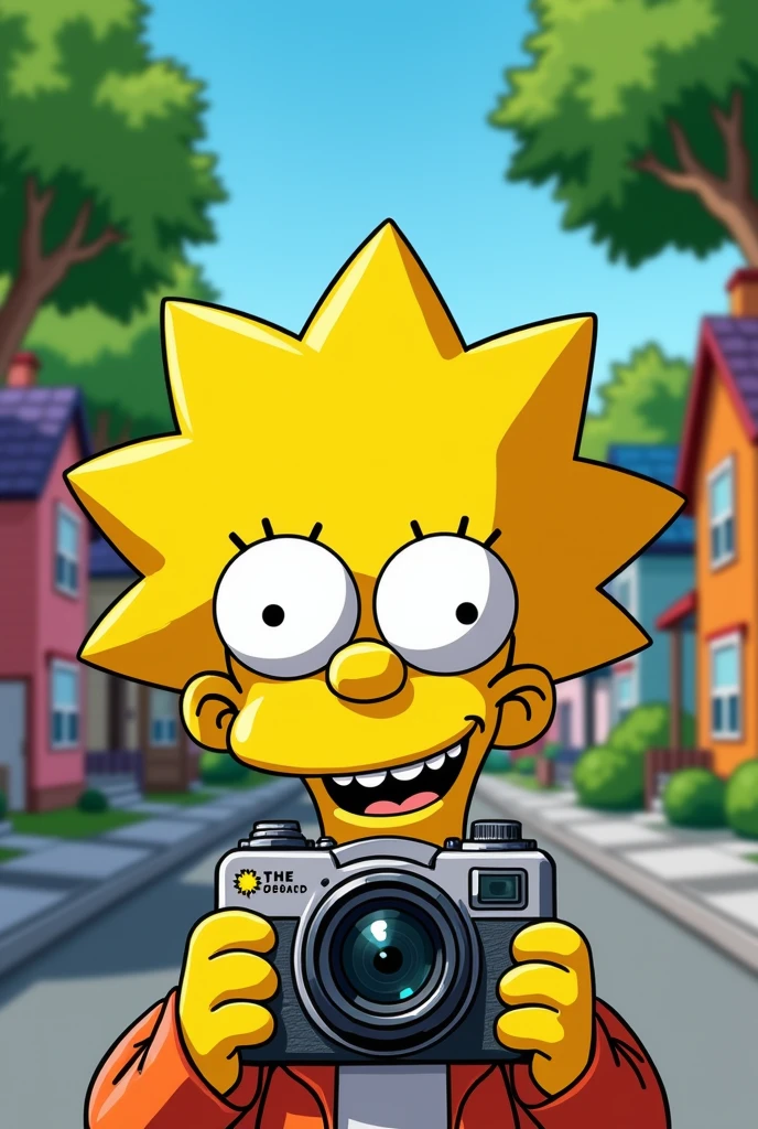 Simpson style holding a camera for Facebook profile
