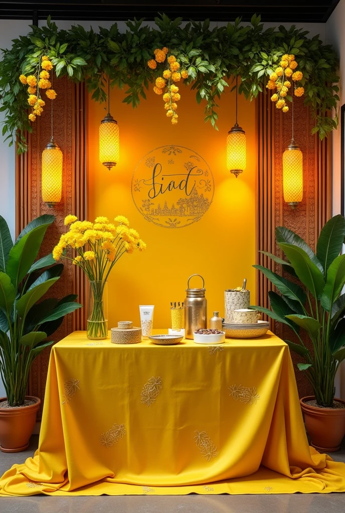 Simple Malay decoration in yellow for sales exhibition stand