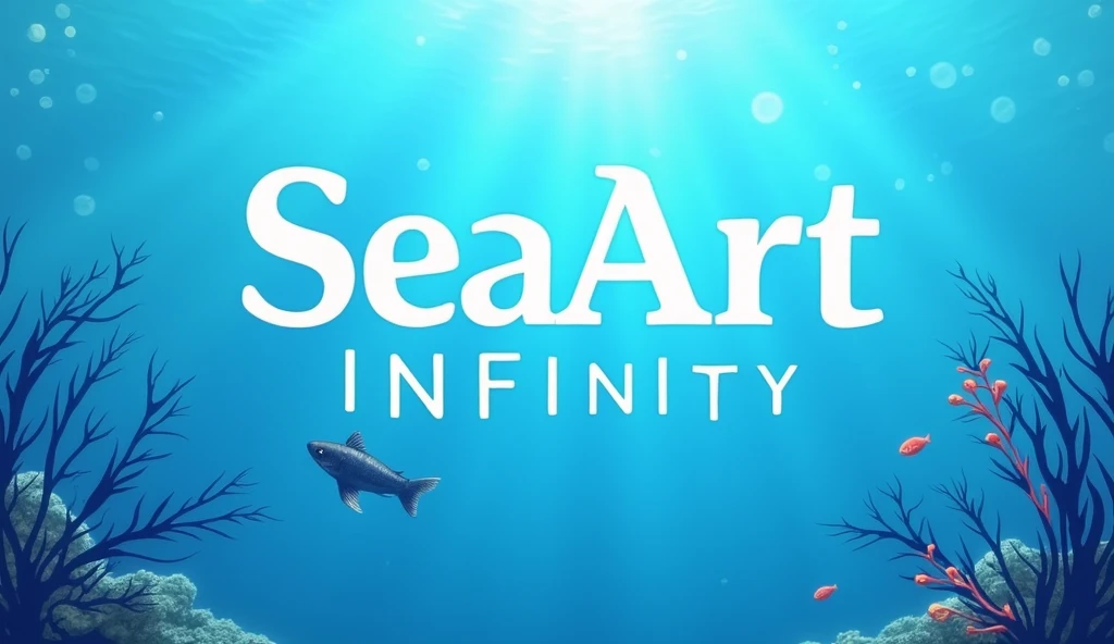 A blue style poster，It says"SeaArt Infinity"，Clean style，Natural comfort，Bright，Realism，Reality