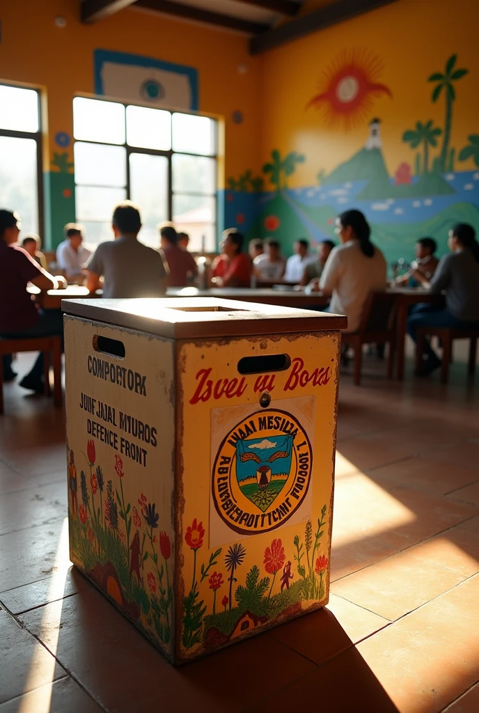Donation box for the Juan Guerra defense front 