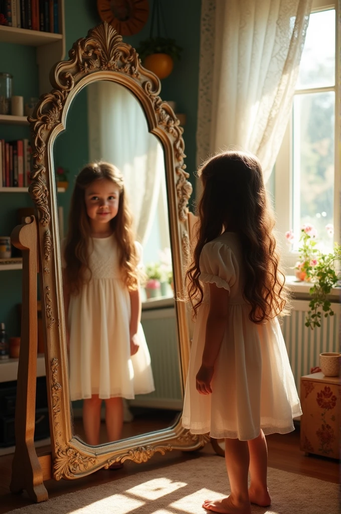 I want to creat a girl front of mirror 