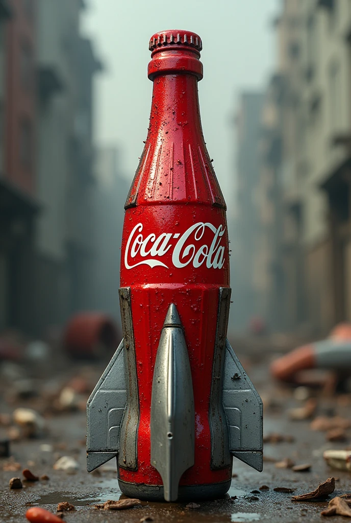 Half cococola bottle half missile
