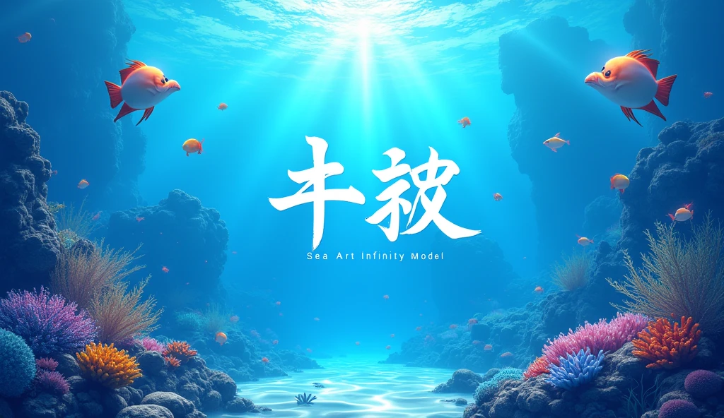 A blue style poster,It is written in Chinese characters"Sea Art Infinity Model",Clean style,Natural comfort,Bright,Realism,Reality