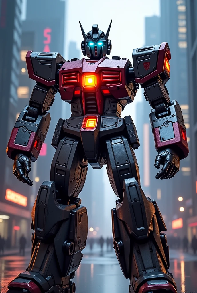 A highly detailed and Practical mecha robot, Gundam Optimus Prime, complex engineering, Complex machinery, future technology, Metal surface, Glowing energy core, Dramatic Lighting, Film composition, Epic, Dynamic poses, Strong presence, 8K, Extremely detailed, Practical, masterpiece, Movie Lighting, Dramatic shadows, Bright colors, Seamless Integration, photoPractical, Ultra Detailed, Mechanical complexity, industrial design, Advanced technology, Stunning visual impact