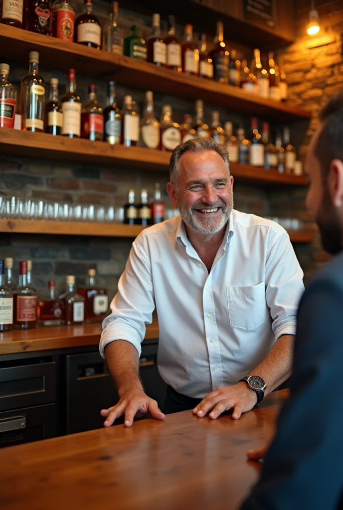 A man selling liquor at a shop