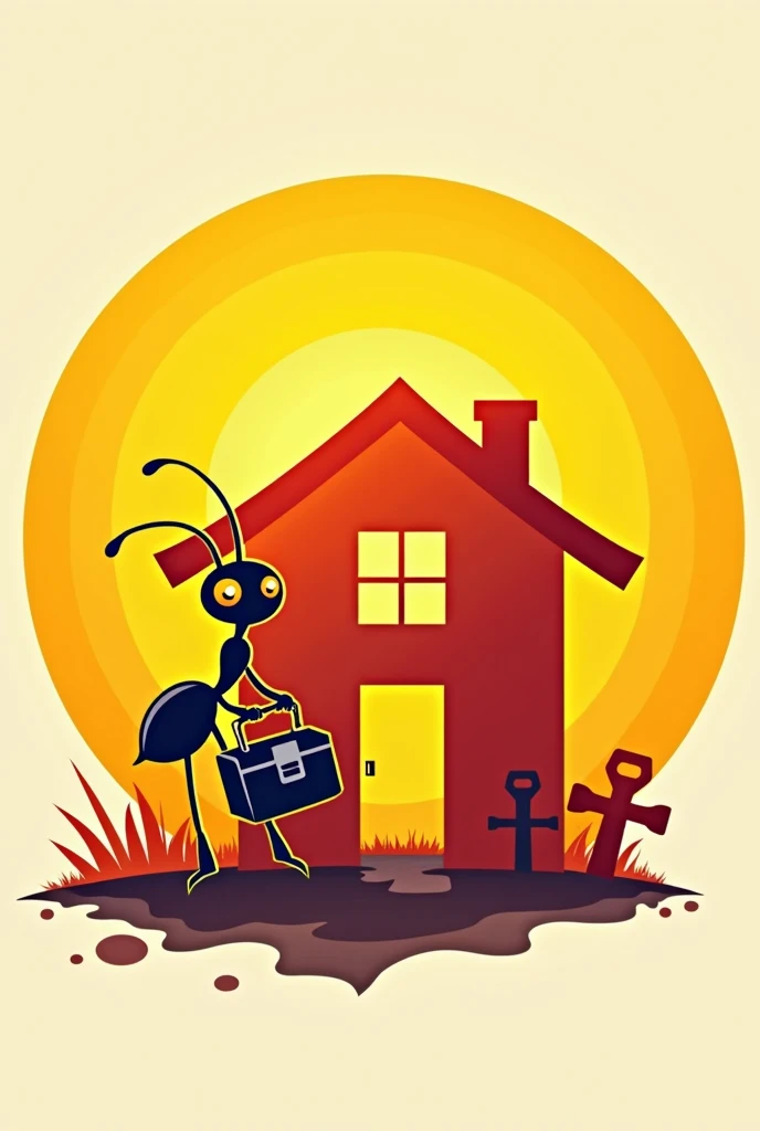 Logo of an ant mixed in a house repairing