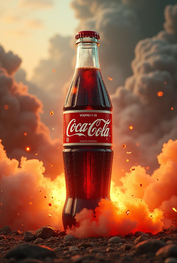 Half cococola bottle half missile fire