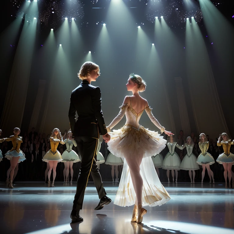 dancers at a dance show with projection of trees in the background, Grégoire and Manon, anna nikonova, I dance gracefully, ( ( Emma Lindström ) ), Artem, Alexandra Fomina, Valeria Denesh, danila tkachenko, by Eva Gonzalès, Alice Mason, Dance Scene, details, promotional image