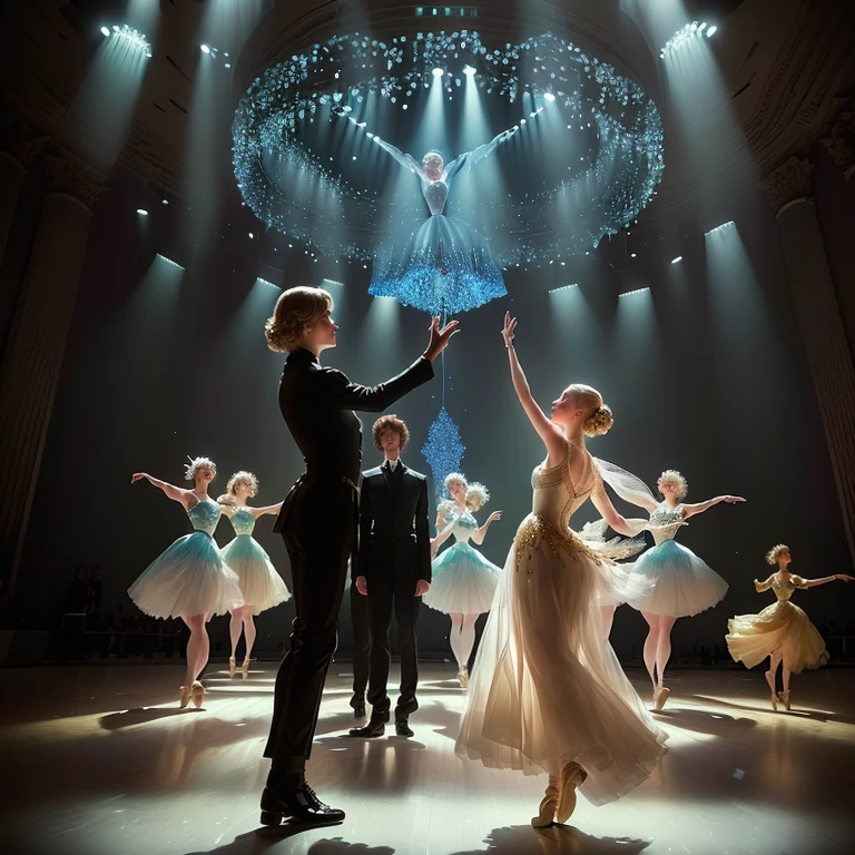dancers at a dance show with projection of trees in the background, Grégoire and Manon, anna nikonova, I dance gracefully, ( ( Emma Lindström ) ), Artem, Alexandra Fomina, Valeria Denesh, danila tkachenko, by Eva Gonzalès, Alice Mason, Dance Scene, details, promotional image
