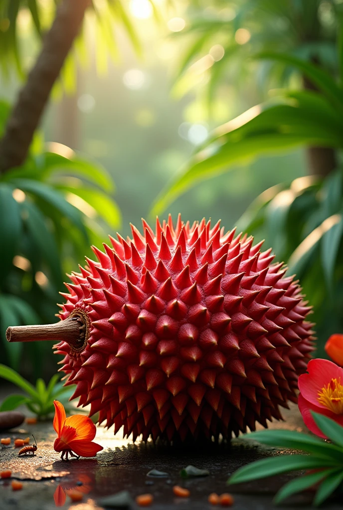 Create a red durian fruit
