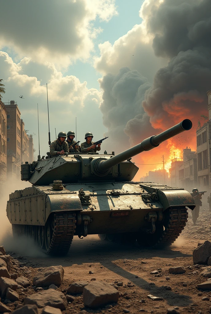 Light tank in a combat zone 
