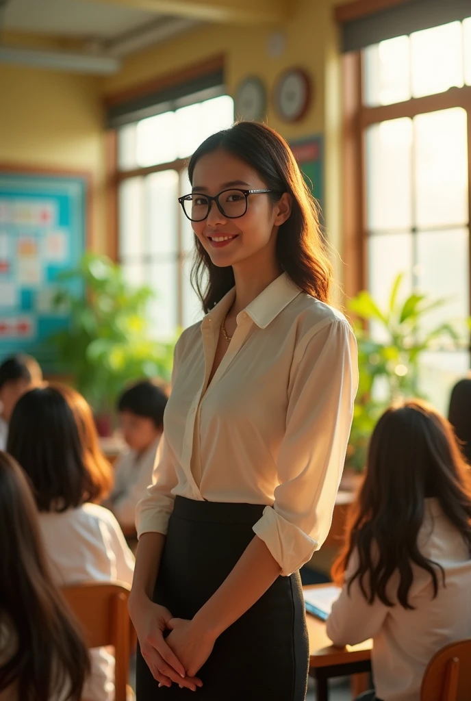 Hot sexy japan teacher wearing glasses