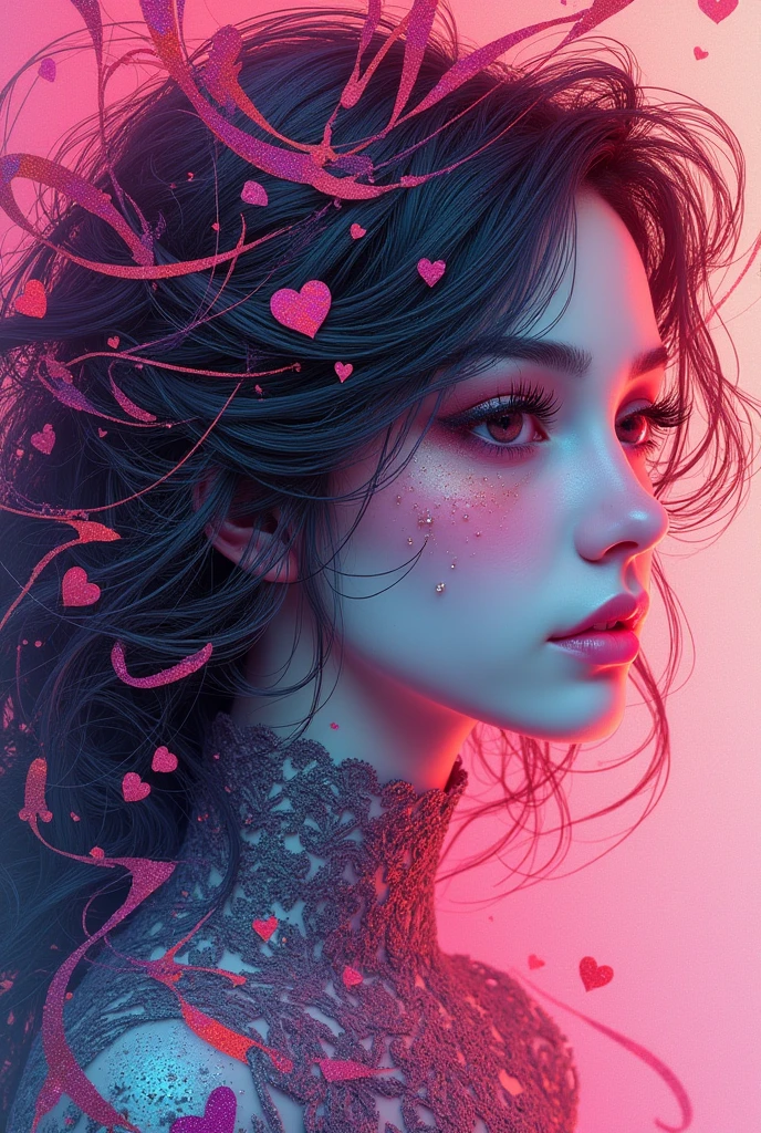 Pink Tears、offcial art、unity wallpaper 8k、ultra detali、beautiful and aesthetic、work of art、highest quallity、(tangleた、And mandalas、tangle、tangle)、(Fractal Art:1.3)、a girl、very detailled、dynamic angle、cowboy shot、Chaos in its most beautiful form、chic、design brutalista、swirly vibrant colors、Romance、james jean、Robbie Dowie Anton、ross tran、francis bacon、Michal Muratz、Adriano Gainey、Petra Cortright、gerhard richter、takato yamamoto、ashley wood、atmosphere、Note of ecstasy、Streaming notes are visible