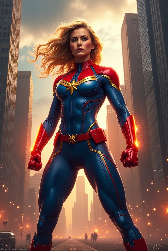 captain marvel woman hero muscle