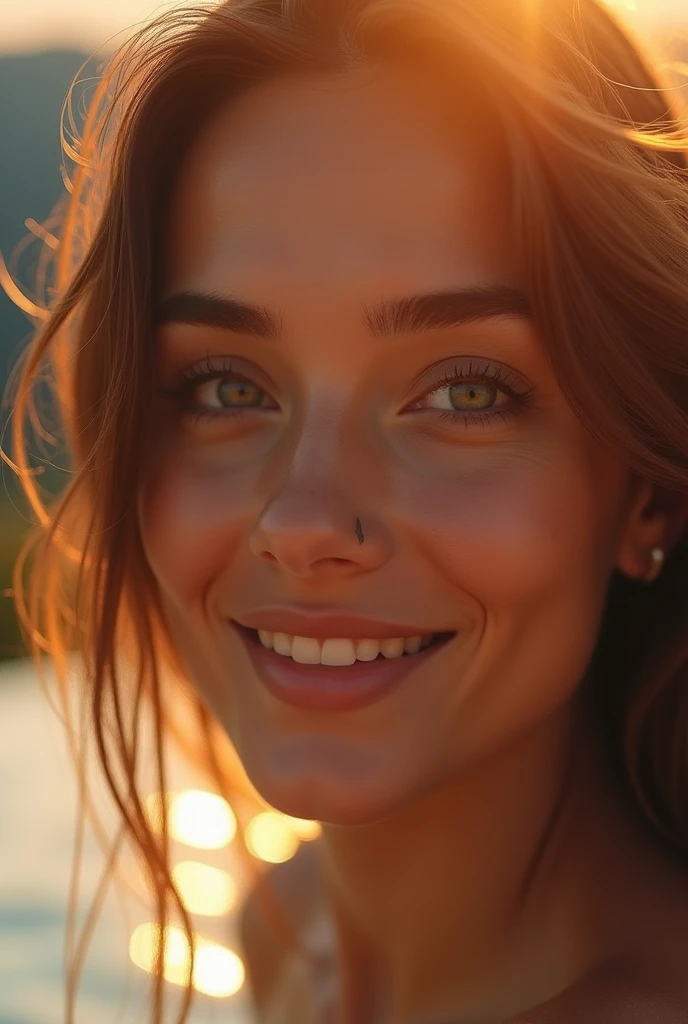 ((Highest quality、masterpiece、8k、Best image quality、Ultra-high resolution、Award-winning works)、(Close up of a woman&#39;s face:1.3)、(Naked face close-up:1.3)、(Accurate anatomy:1.1)、(Immerse yourself in the hot spring up to your chest:1.1)、(A smile staring at me:1.1)、Ultra-high resolutionの輝く色白美肌、The most detailed face、Ultra-high resolutionの詳細な顔、Ultra-high resolutionの髪の毛、(Ultra-high resolutionの煌めく瞳:1.1)、Beautiful face with great detail、(Blurred Background:1.1)、very bright and vivid、beautiful japanese actress face、(A fantastic hot spring in a hidden area deep in the mountains:1.1)、(Fantastic Fog:1.1)、Beautiful bright sunset、Spectacular Cinema Lighting、The most romantic sunset
