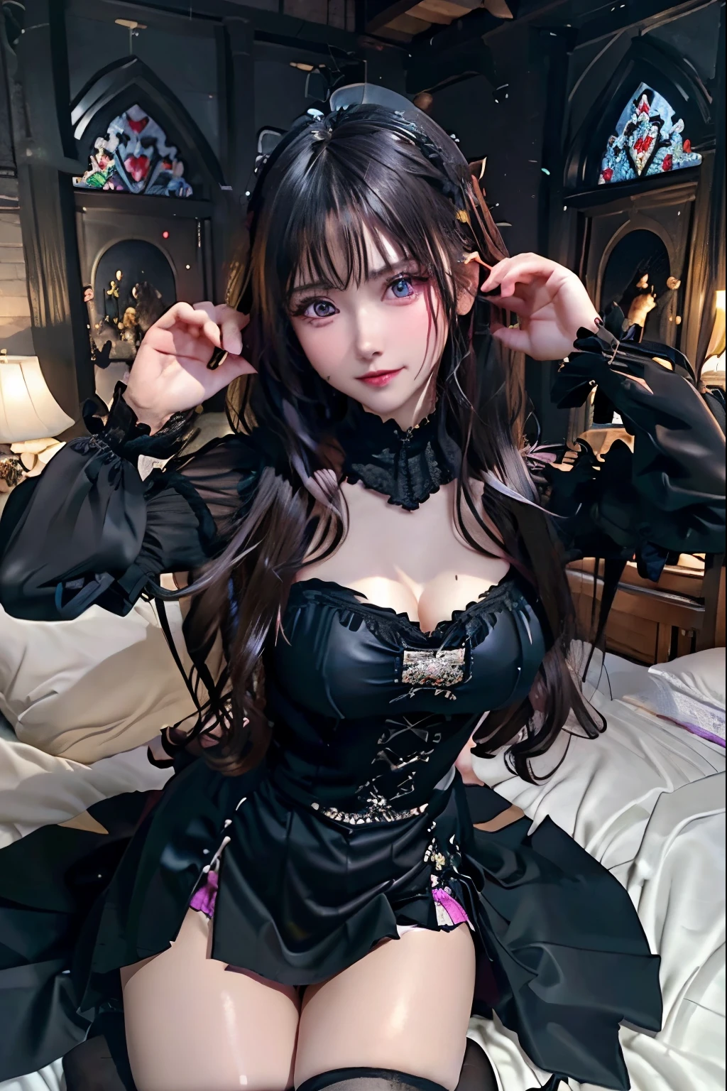 ハードなDark Gothicメイク、Black dark eyeshadow、sad、Good skin radiance、Dark Gothicメイク、Dark smile、palace、The beauty of fragrance、24-years-old、Expressions of intense sexual pleasure、Embarrassed look、Dark Gothic、Highest quality、Expression of sexual pleasure without pain、Drunk face、Purple maid outfit、mysterious、noble、Loving smile、Twin tail hair、Right eye is blue、Left eye is red、Super tempting pose、Platform heel shoes、Heavy makeup、Gothic Clothing、Silver Hair、Long Hair Straight Hair、Cute Gothic Dresses、Beautiful Face、Elegant face、Attractive face、Stained glassの背景、Chest glistening with sweat、The room is dark、goth long dress、Bell Sleeves、Wizard Sleeve、Decadent look、Sexually excited expression、Wet shiny thigh water、Thighs that are wet and shiny with oil、Background of a room full of roses、Sad look、Rose Maiden、The embroidery is pink、The dress has pink embroidery.、Thigh-high socks、Knee-high socks、Gentle expression、Dark black eyeshadow、Stained glassとバラの背景、Thighs are a little thin、Female Duo、Female couple、dark church background、Stained glass、Black metal world、Dark Castle、Dark Room、Slender body、gothic long dress、Victorian dress、Small breasts、The bed is covered with roses、Her thighs are shining with sweat、My body is wet and shiny、There is a lot of glitter on the thighs、I am sweating、My thighs are sticky with sweat.、My thighs are glistening with sweat、My whole body is sweaty and shiny、I sweated a lot.、My thighs are sweaty、My wet thighs are glistening with sweat.、There is a lot of sweat shining all over my body、Slender body、I rest my head on the pillow、Sleeping in bed、Beautiful legs、Outstretched legs、Lying in bed、Lying on your back in bed、On all fours、Knee Up、Kneel、Put your arms behind your back、Kneeling on the bed、Super beautiful straight hair、Straight hair to the ends、Straight Perm Hair、Show off your glamorous thighs、Sit on the bed、Ass on the bed、Sitting with legs wide apart、Thighs are a little glamorous、Playing the cello、Have a cello、Playing the cello gracefully、facial expressions during masturbation、