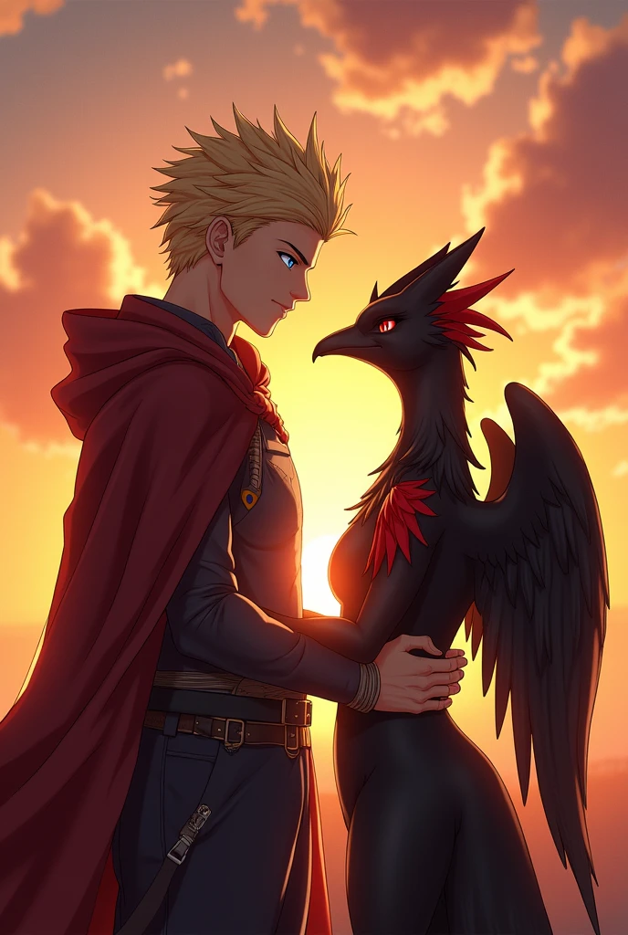 Asta and nero standing togather gazing at each other with trust and love for each other eping out of their eyes