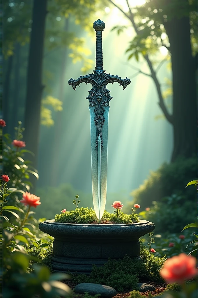 Draw a picture of sword in a pedestal 