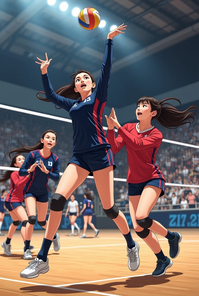 High school girls volleyball team uniforms for Japanese volleyball players look as real as a photo