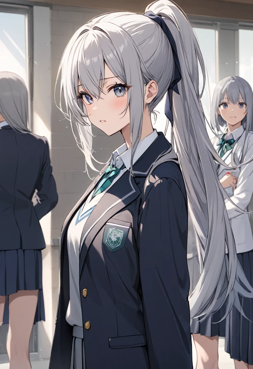、Appearance(Long Hair、Gray Hair、Ponytail)clothing(High School Uniform)