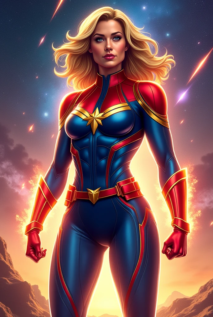 captain marvel woman hero muscle pemped