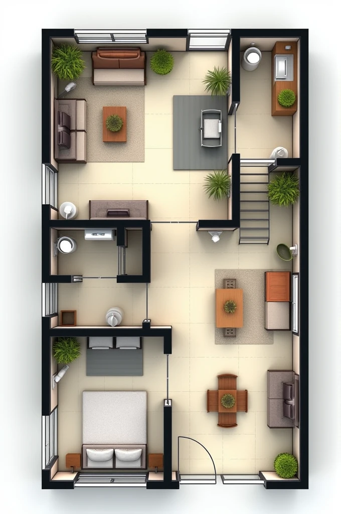 ChatGPT
Log in
You said:
1300 sqft plot 2D house design with attached toilet bathroom an steers
ChatGPT said:
ChatGPT
Designing a 2D house plan for a 1300 sqft plot with an attached toilet and bathroom, as well as stairs, involves efficiently using the space to meet your needs. Here’s a basic outline for a single-story design, though it can be adjusted for a two-story layout if needed:
Single-Story House Plan
1. Layout Overview:
Living Room: Central space, approximately 200-250 sqft.
Kitchen: Adjacent to the living room, around 150-200 sqft.
Bedroom: One or two bedrooms, each around 120-150 sqft.
Attached Toilet & Bathroom: Combined or separate, around 60-80 sqft.
Hallway/Circulation Area: Space for movement and connection, approximately 100 sqft.
Stairs (if designing for two stories): Place in a corner or near the kitchen, around 50-70 sqft.
2. Sample Design:
Front View:
Living Room: Positioned at the front, with windows facing the street.
Kitchen: Open or semi-open plan, connected to the living room.
Bedroom(s): Located towards the rear for privacy.
Attached Bathroom/Toilet: Accessible from the bedroom and common areas.
Floor Plan Details:
Entrance: Leads directly into the living room.
Living Room: 250 sqft, centrally located.
Kitchen: 180 sqft, adjacent to the living room with an entry to the hallway.
Bedroom 1: 150 sqft, with an attached bathroom/toilet.
Bedroom 2 (Optional): 120 sqft, near the first bedroom or at the opposite end of the plan.
Attached Bathroom/Toilet: 70 sqft, attached to Bedroom 1.
Hallway/Circulation: Connects all rooms, approximately 100 sqft.
Stairs (for a two-story plan): Placed in a corner, efficient use of space.
3. Additional Considerations:
Windows and Ventilation: Ensure adequate natural light and ventilation.
Storage: Incorporate closets or cabinets.
Outdoor Space: If the plot has a yard or garden, plan access points.
This is a basic idea, and the specific layout would depend on your preferences, local building codes, and arc