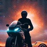 I need a profile picture. Instagram is related to cars and motorcycles and the name is: Universe on Wheel. Develop a unique image on the topic, without being just a vehicle