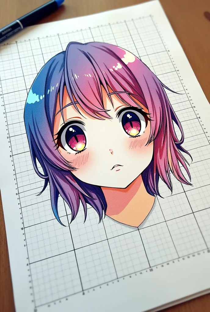 graphing paper that include Cartesian that has a measurement based on a drawing, the drawing will be the face of the anime