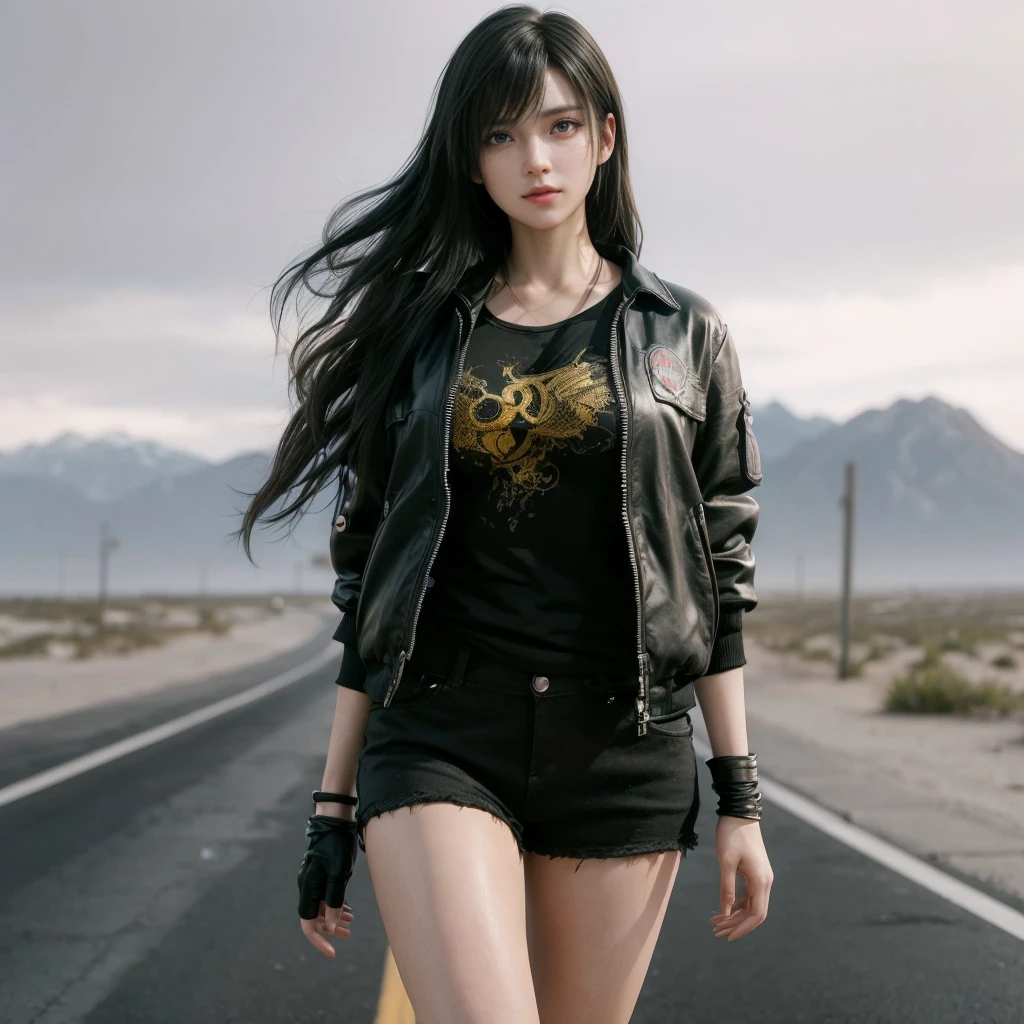 tifa lockhart, (best qualityer,ultra detali,realisitic:1.37), beautifull detailed face,perfect symmetry,perfectly shaped body,perfect make-up,bright coloured,studio lighting.