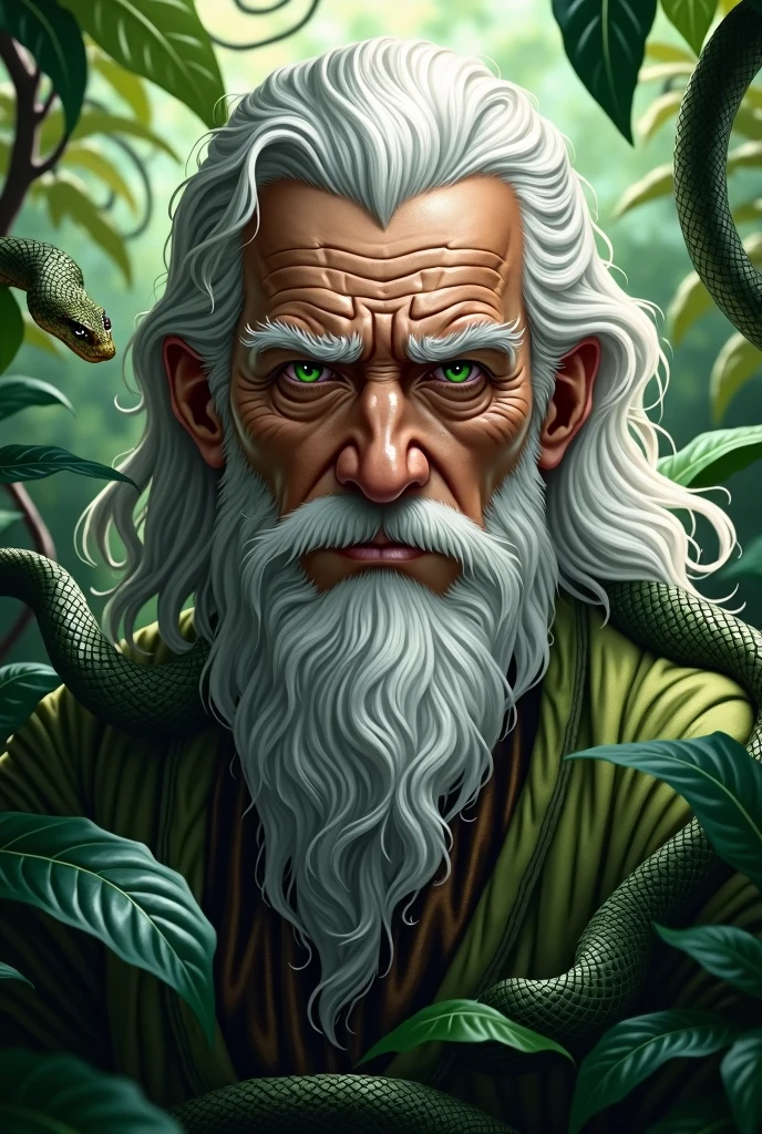 White hair,With eyes,Middle-aged man,Belong to snake