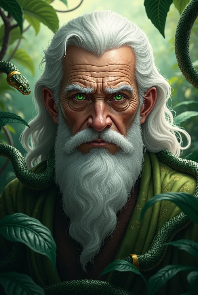 White hair,With eyes,Middle-aged man,Belong to snake