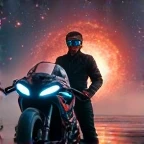 I need a profile picture. Instagram is related to cars and motorcycles and the name is: Universe on Wheel. Develop a unique image on the topic, without being just a vehicle