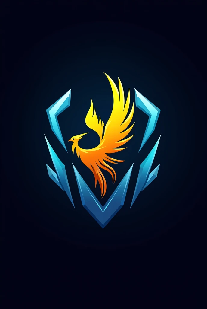 Create me a Valorant team logo, "Reborn" with blue and yellow colors