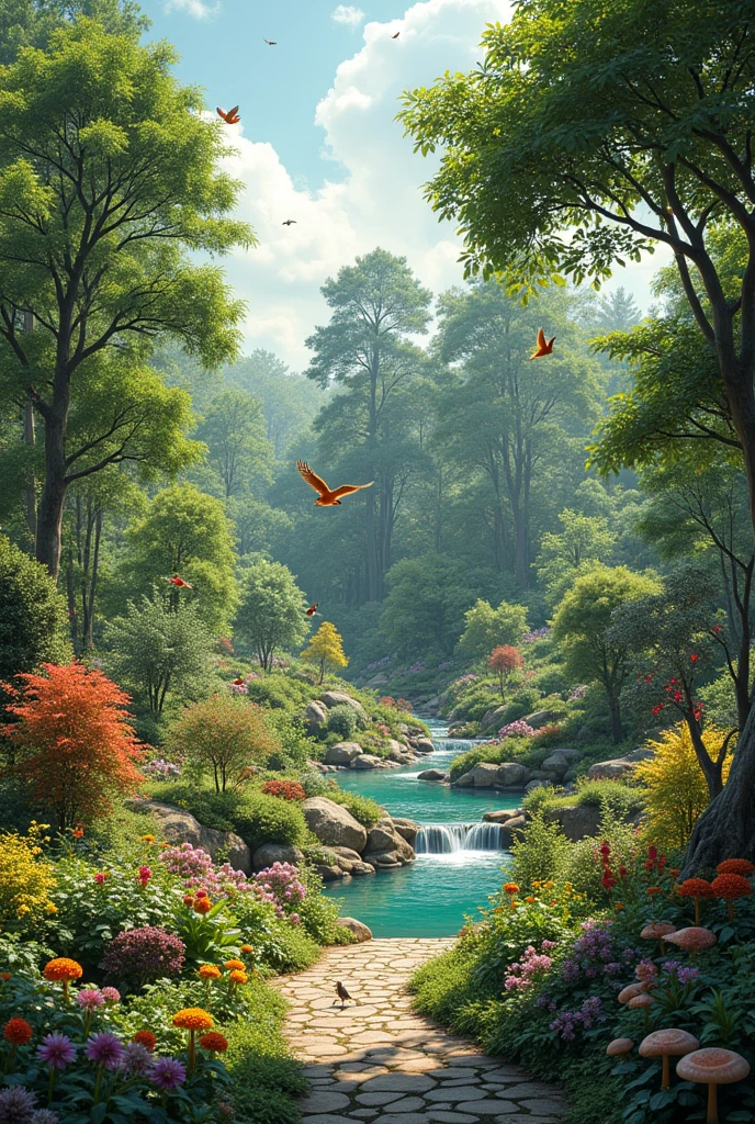 a ecological garden that has a ornithology botany
mycology ecology
conchology entomology
helminthology ichthyology
mammalogy zoology