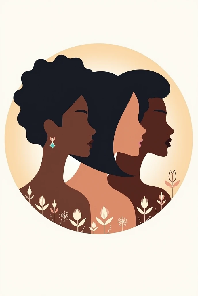 Design a logo with the silhouette of three women's faces