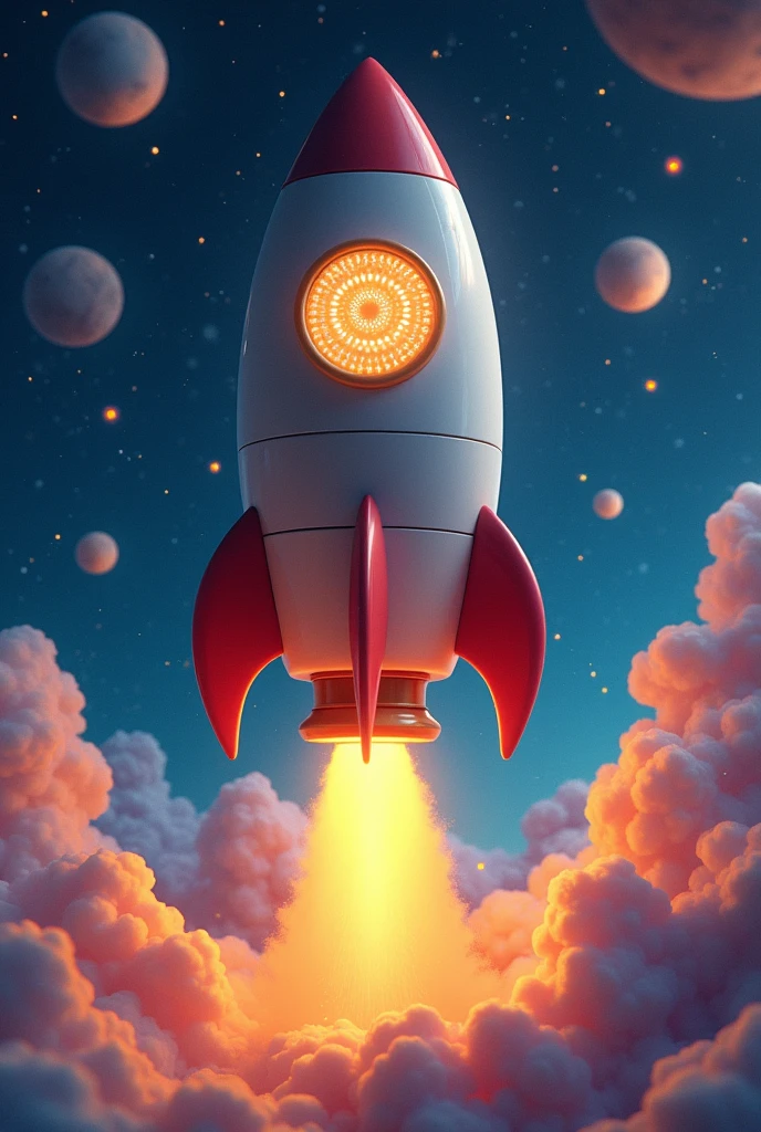 Leo got on the rocket, pressed the buttons and, with a bang, set off towards the stars. He flew between constellations, passing colorful moons and bright asteroids. Each stop was a new surprise: a planet of sweets, a cotton candy forest and even a space station inhabited by friendly aliens.