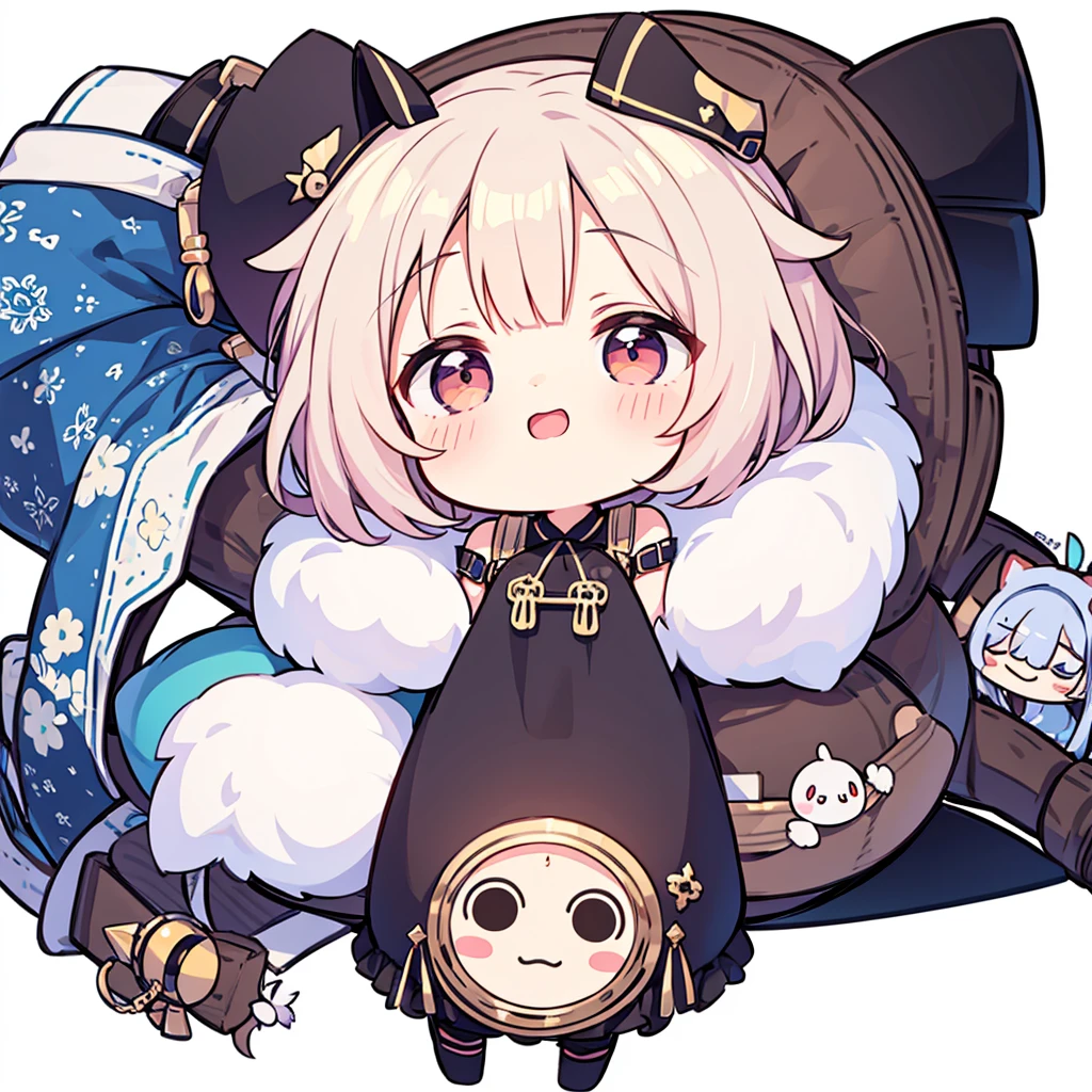 (White background),(Chibi Character:1.4)solo,full ボディ