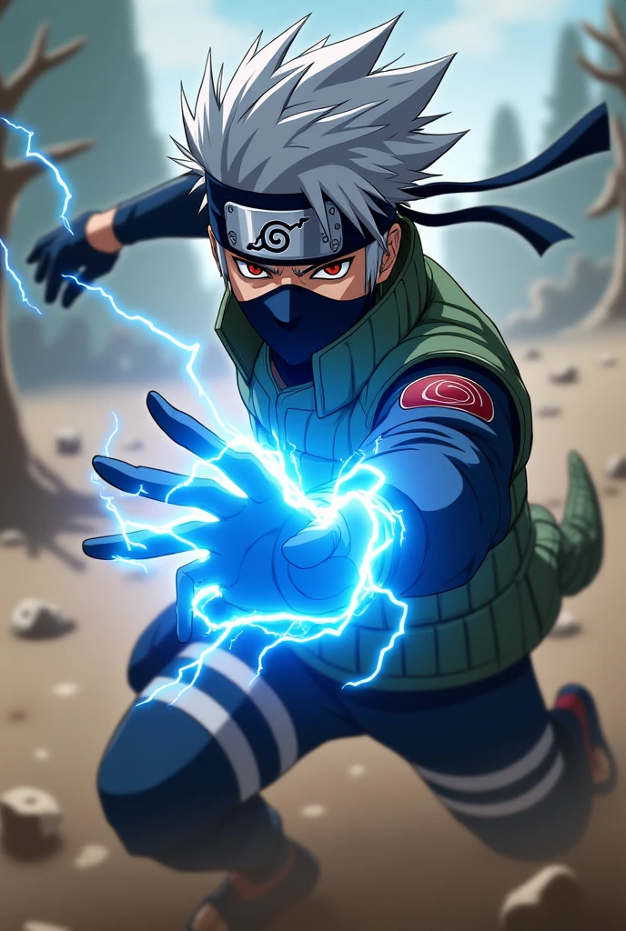 Kakashi using chidori in fighting seen images