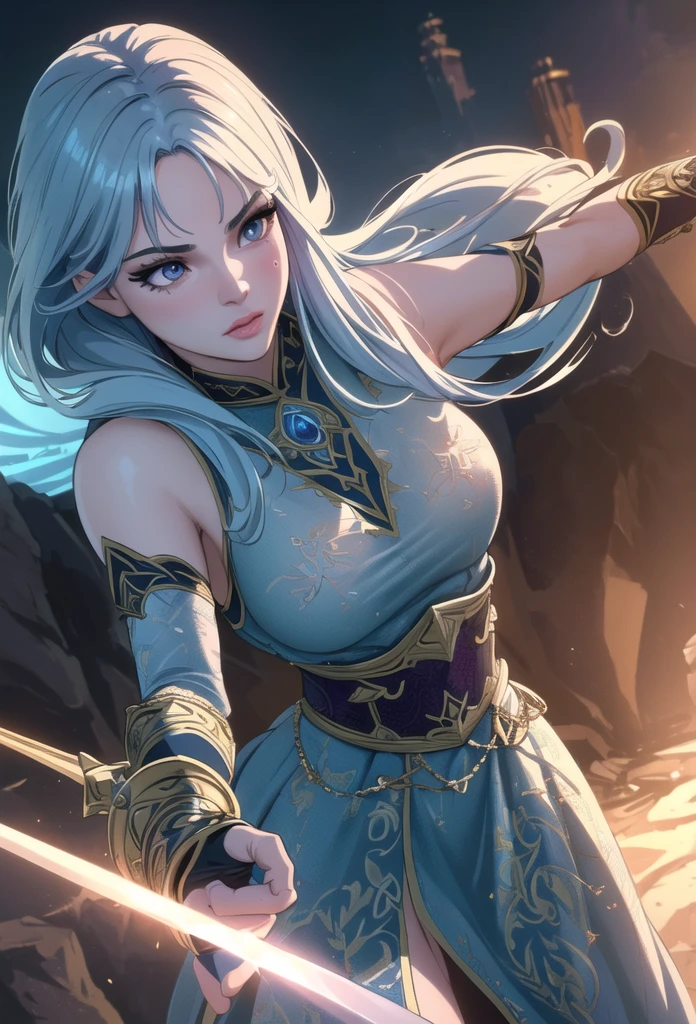 beautiful detailed girl with sword, highly detailed fantasy warrior woman, intricate sword fighting poses, dynamic action scene, cinematic lighting, dramatic fantasy effects, digital art, concept art, vibrant colors, epic atmosphere, (best quality,4k,8k,highres,masterpiece:1.2),ultra-detailed,(realistic,photorealistic,photo-realistic:1.37),anime,beautiful detailed eyes,beautiful detailed lips,extremely detailed eyes and face,long eyelashes