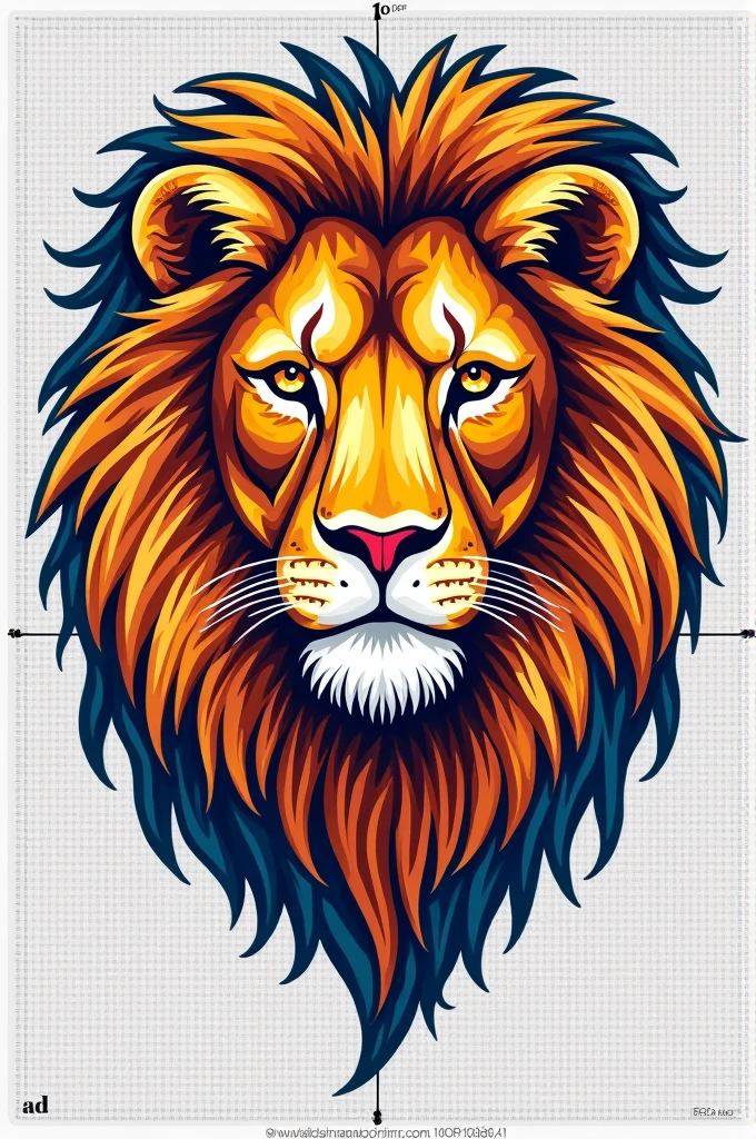 graphing paper that include Cartesian, the graphing paper will have a drawing, make sure the drawings are in the line of the graphing paper the drawing is a head of lion like Mosaic 10 year old can made it and last add some color, and add measurements